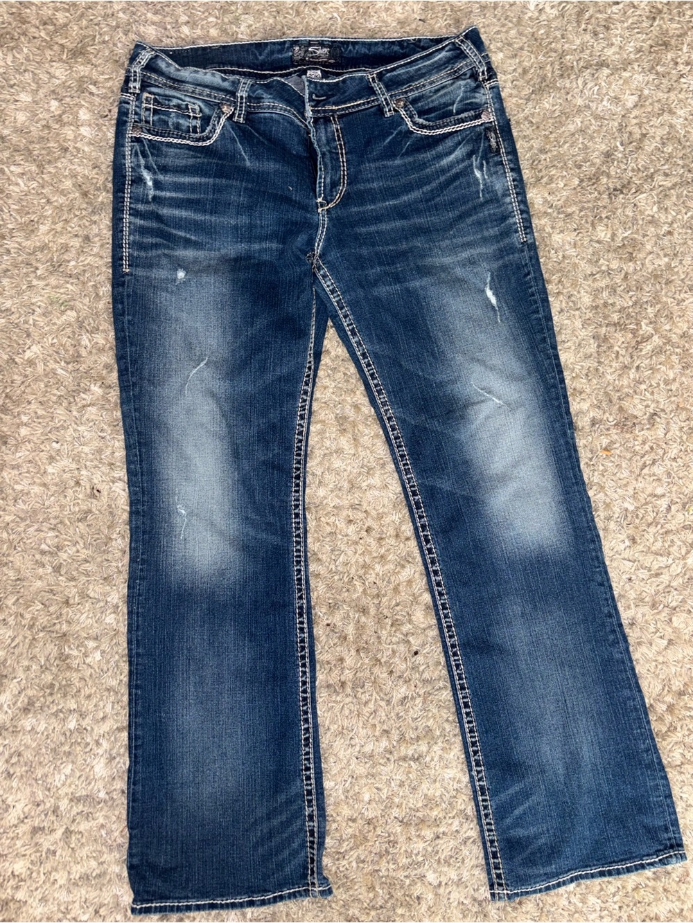 Silver Jeans Mens Bootcut Jeans in Dark Blue with Fading